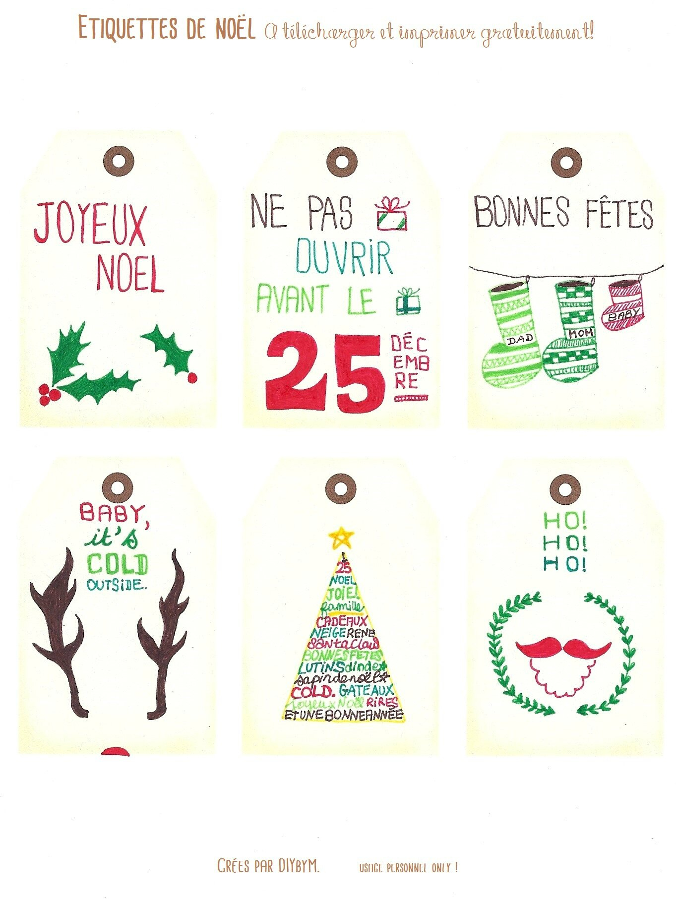 Etiquettes De Noël À Imprimer! #Freetags - Diy By M. concernant Image De Noel Gratuite A Imprimer 