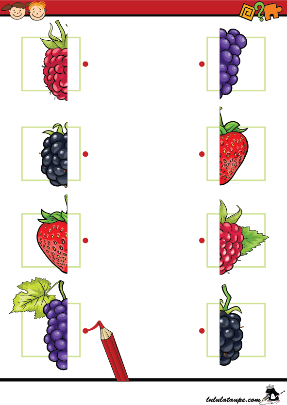 Exercice Ludique À Imprimer, Les Moitiés De Fruits pour Jeux Educatif Ps 