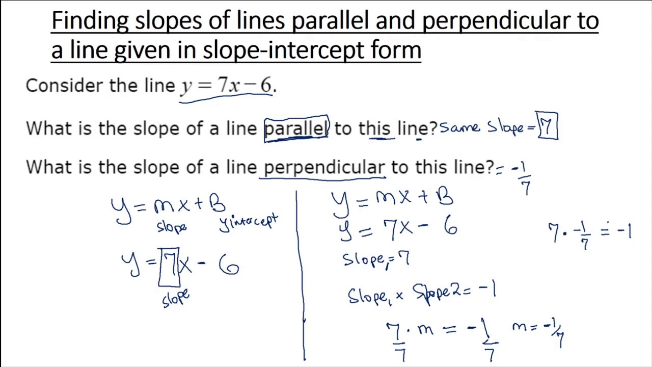 Finding The Slopes Of Lines Parallel Or Perpendicular To A à Can Find The Slope Of The&amp;quot; 