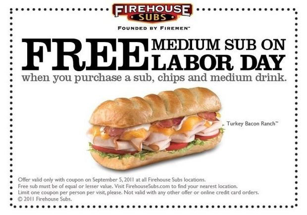 Firehouse Subs Free Sub With Purchase Coupon Valid Labor encequiconcerne Firehouse Subs 860 Menu 