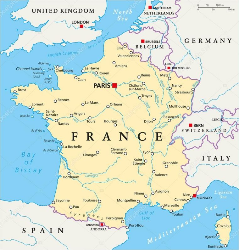 France Political Map — Stock Vector © Furian #53676905 à Carte France Vector