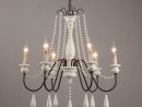 French Country Candle-Style 6-Light Wood Bead Swag 1-Tier intérieur French Country Chandelier Lighting