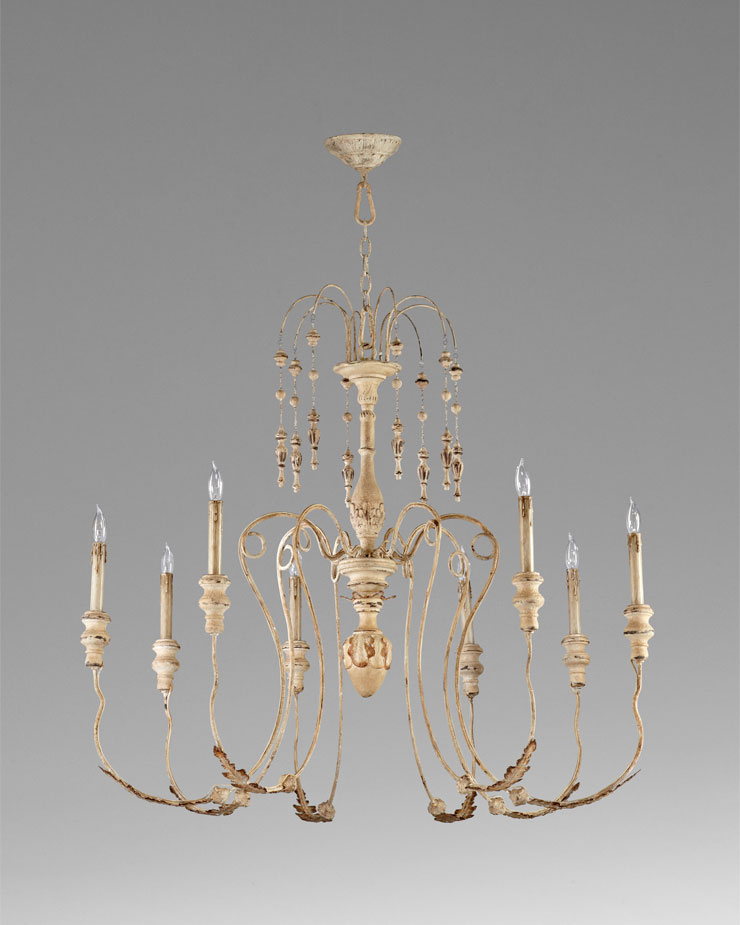 French Country Chandelier Antique White 8 Light Chateau serapportantà French Country Chandelier Lighting 
