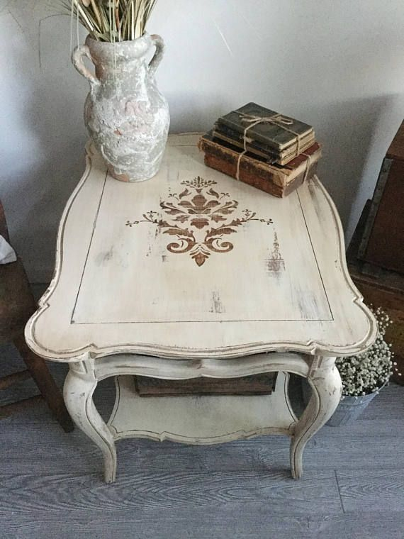 French Country End Table With Bottom Shelf Side Table pour White French Country End Tables