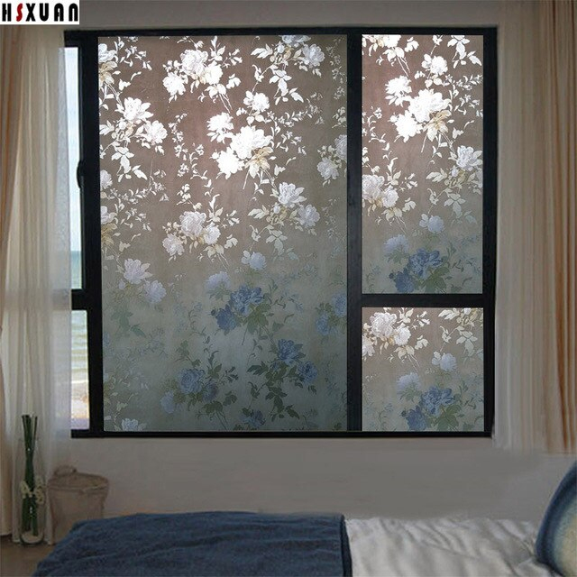 Frosted Window Privacy Films 60X100Cm Peony Flower Bedroom tout Berkeley Privacy Window Tinting 