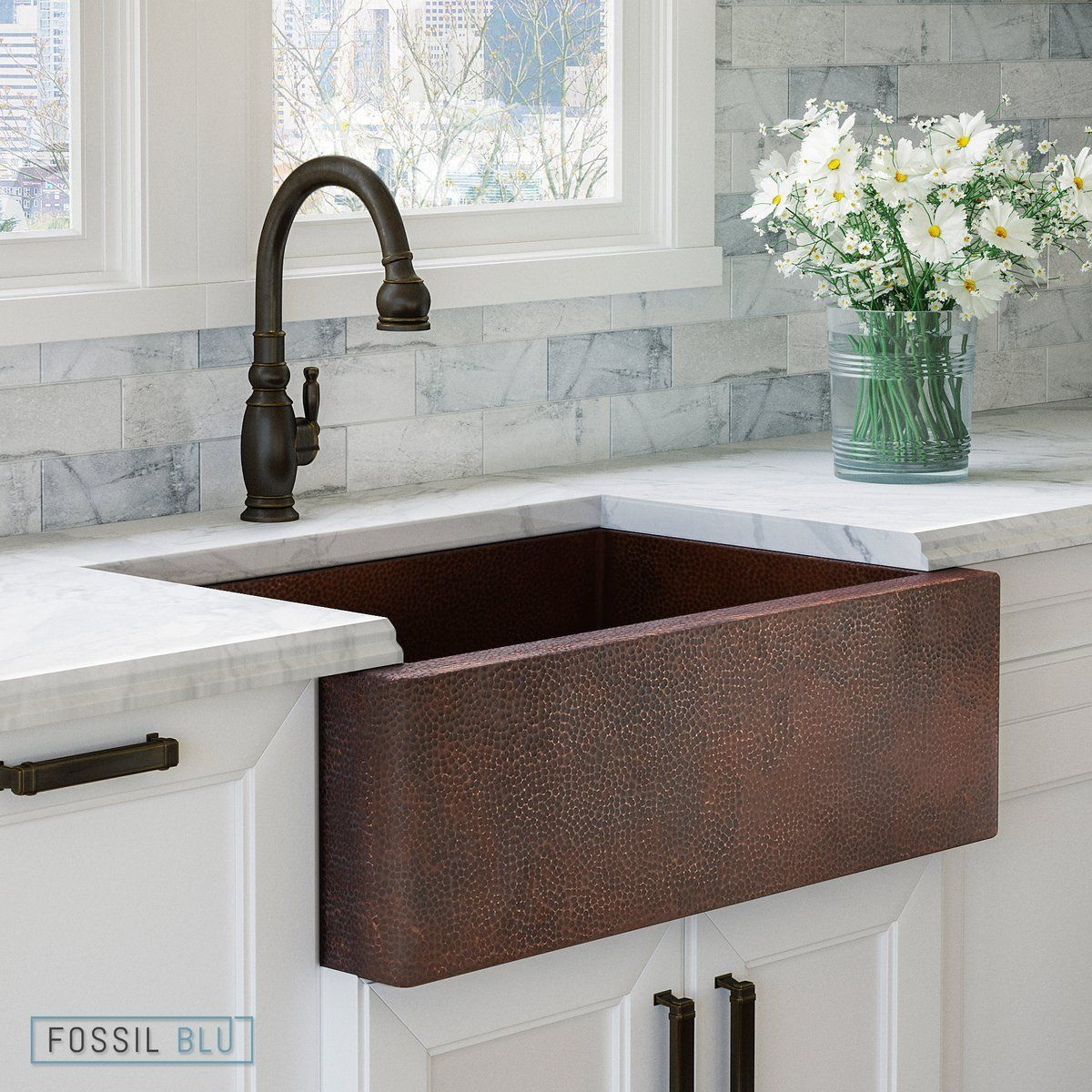 Fsw1100 Luxury 33 Inch Pure Hammered Copper Farmhouse intérieur Hammered Farmhouse Sink 