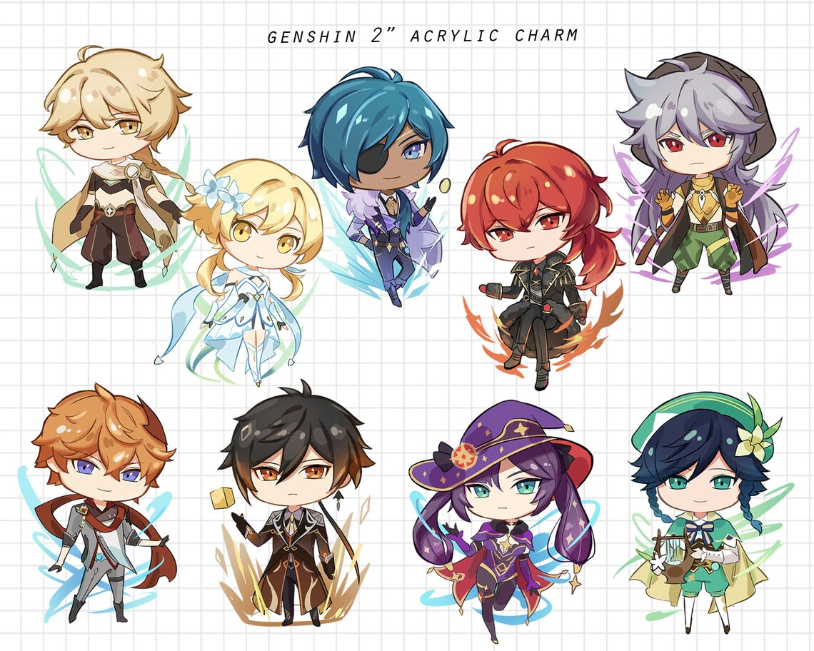 Genshin Impact 2 Acrylic Charms Keychains  Etsy intérieur Genshin Impact Moonchase Charms