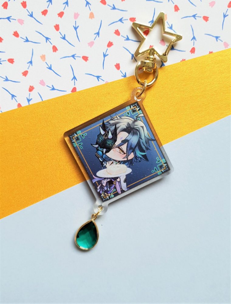 Genshin Impact Keychain Acrylic Crystal Charm Klee Fischl à Genshin Impact Moonchase Charms