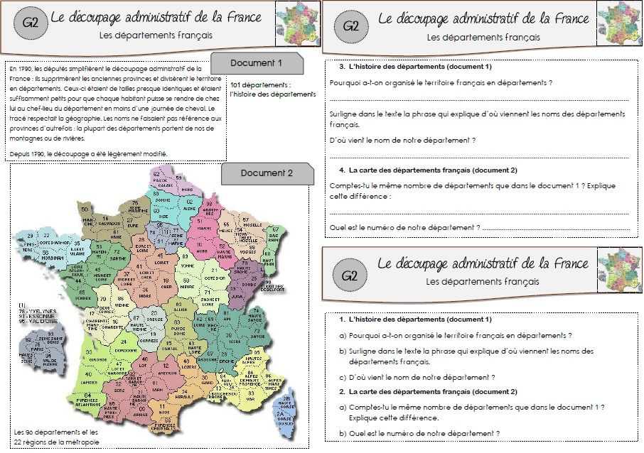Géographie : Le Découpage Administratif De La France  Ma serapportantà Carte De France Ce2 Evaluation 