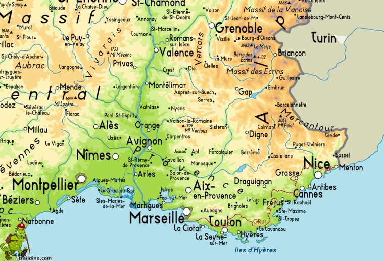 Gr51 – Balcons De La Méditerranée avec Carte Sud Est De France