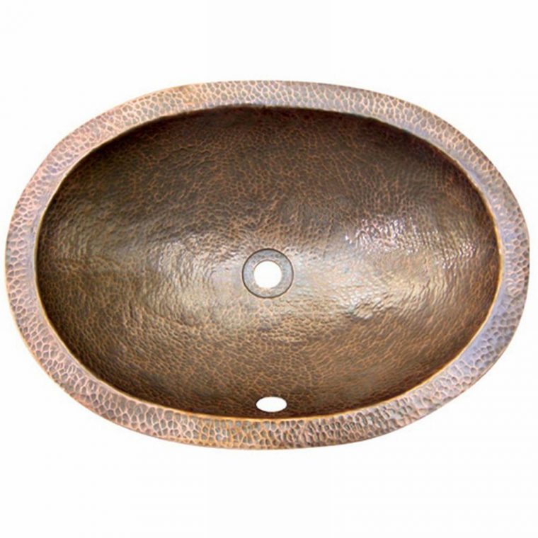 Houzer Hammerwerks Ellipse Undermount Copper 21 In. 0-Hole destiné Hammered Copper Undermount Kitchen Sink