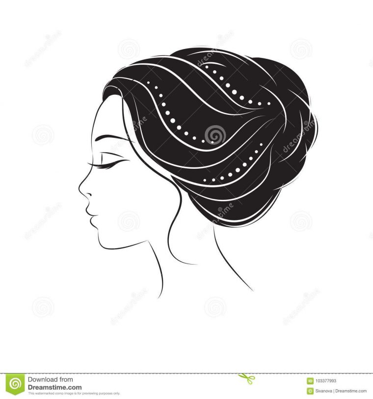 Jeune Femme De Visage De Profil Silhouette Stock à Dessin De Tete De Femme