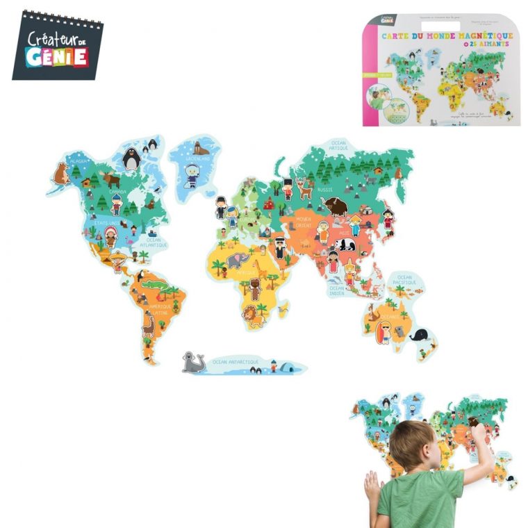 Jeux 2 Mômes Sticker Carte Du Monde Aimantée  Brandalley tout Jeux 2 Mômes