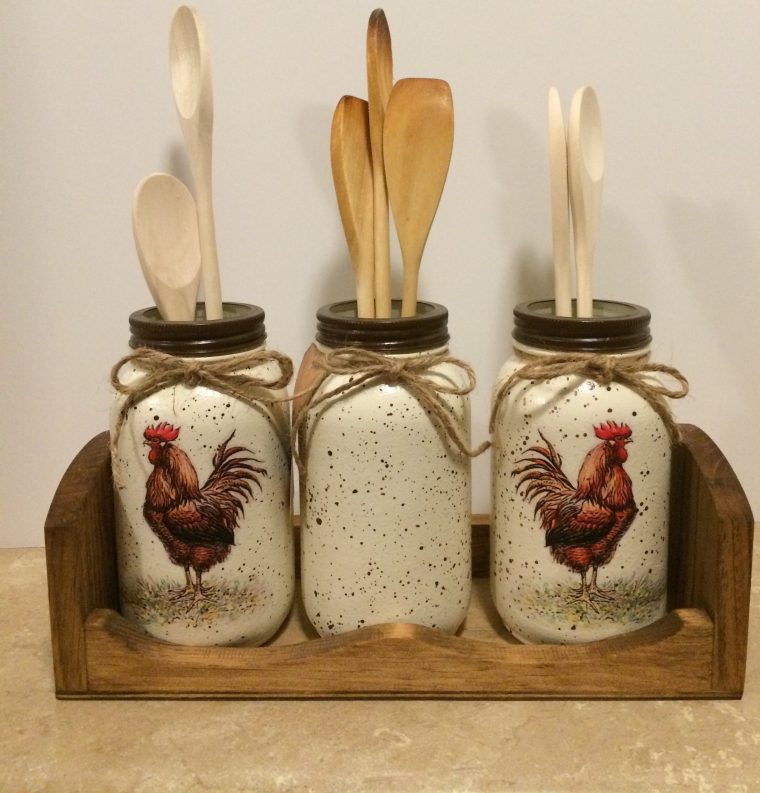 Kitchen Utensil Holder,Rooster Decor,Country Decor destiné Rooster Kitchen Decor