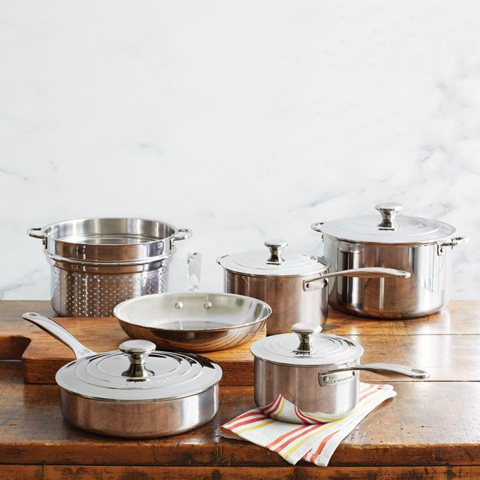 Le Creuset® Tri-Ply Stainless Steel 10-Piece Cookware Set destiné Bed Bath &amp;amp; Beyond Kitchen Utensils 