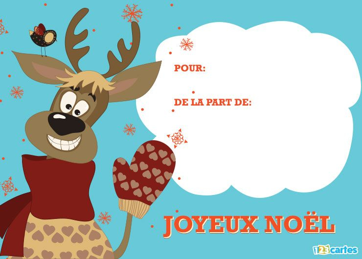 Le Renne Du Père Noël - Carte À Imprimer Joyeux Noël à Image De Noel Gratuite A Imprimer 