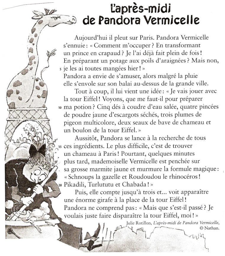 Lecture Ce1 ♦ L'Après-Midi De Pandora Vermicelle (Extrait) serapportantà Fiche De Lecture Cp Gratuite A Imprimer