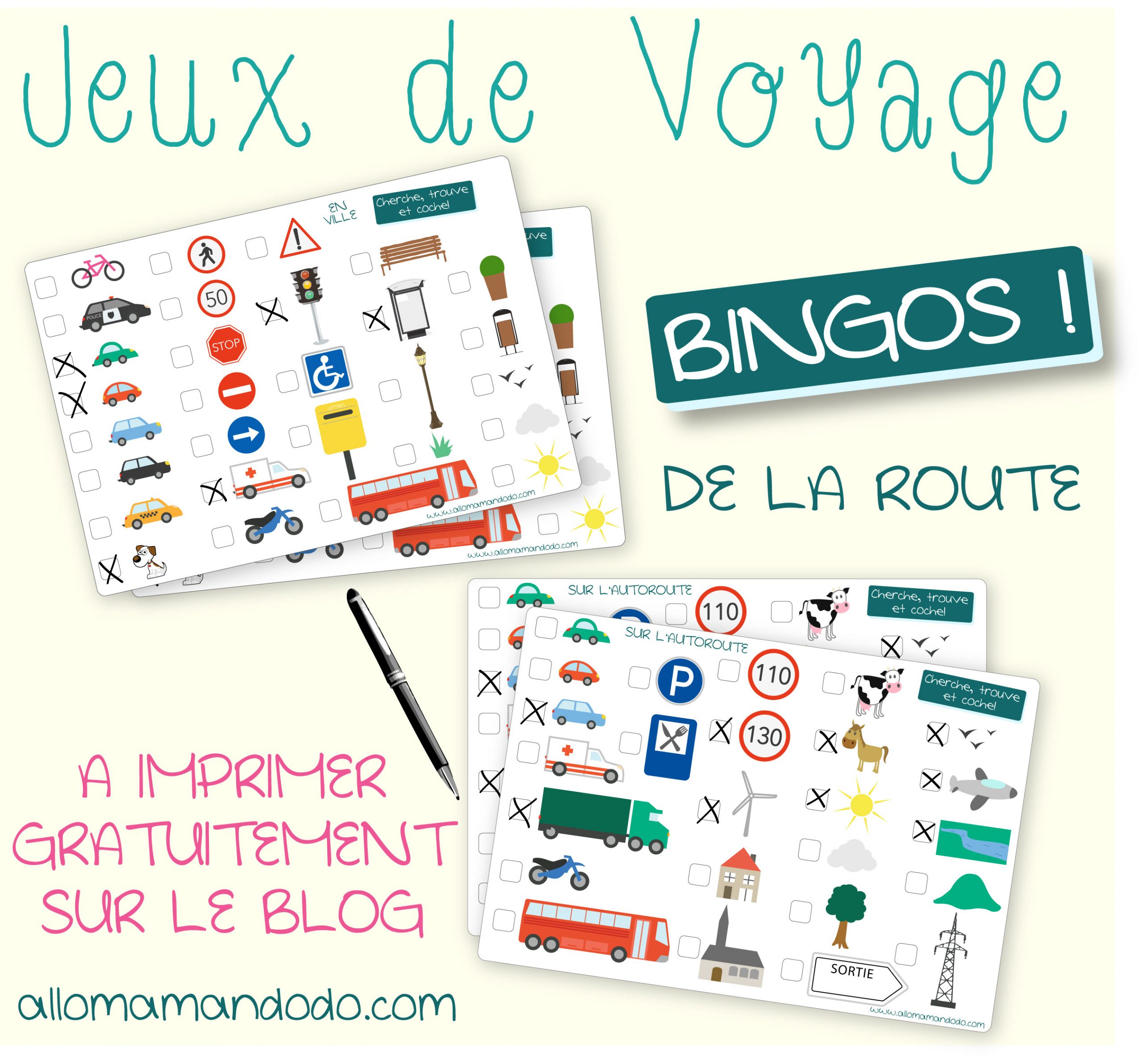 Les Occuper En Voiture: Jeux De Voyage &amp;quot;Bingo De La Route concernant Jeux A Imprimer 