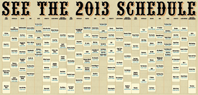 Lollapalooza 2013 Schedule Revealed pour Lollapalooza Reddit 