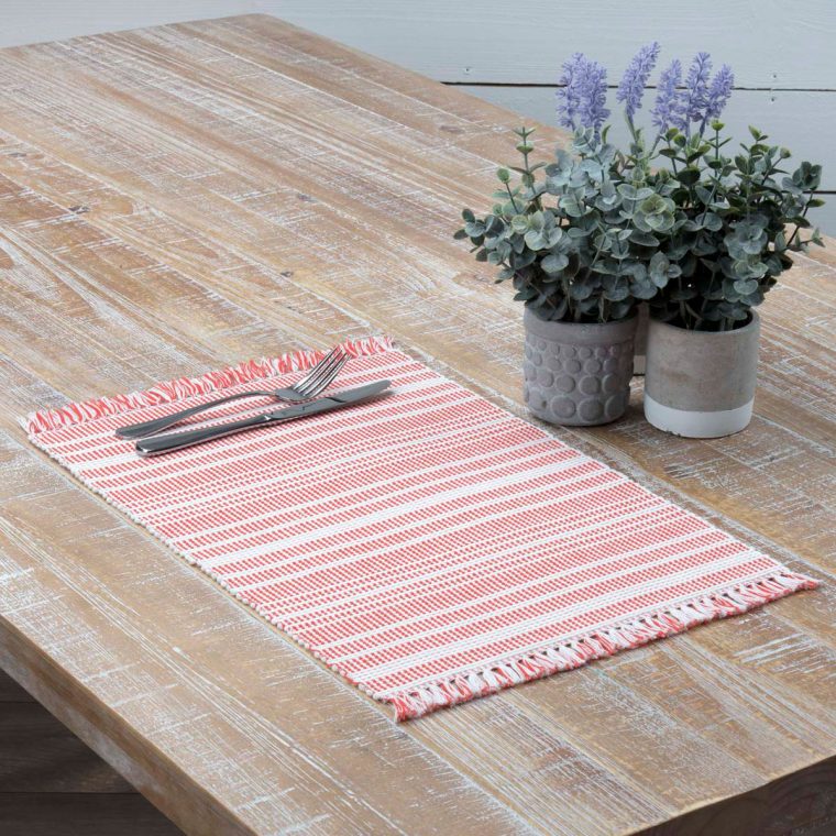 Madeline Red Ribbed Placemats (Set Of 6) – The Weed Patch concernant Farmhouse Placemats