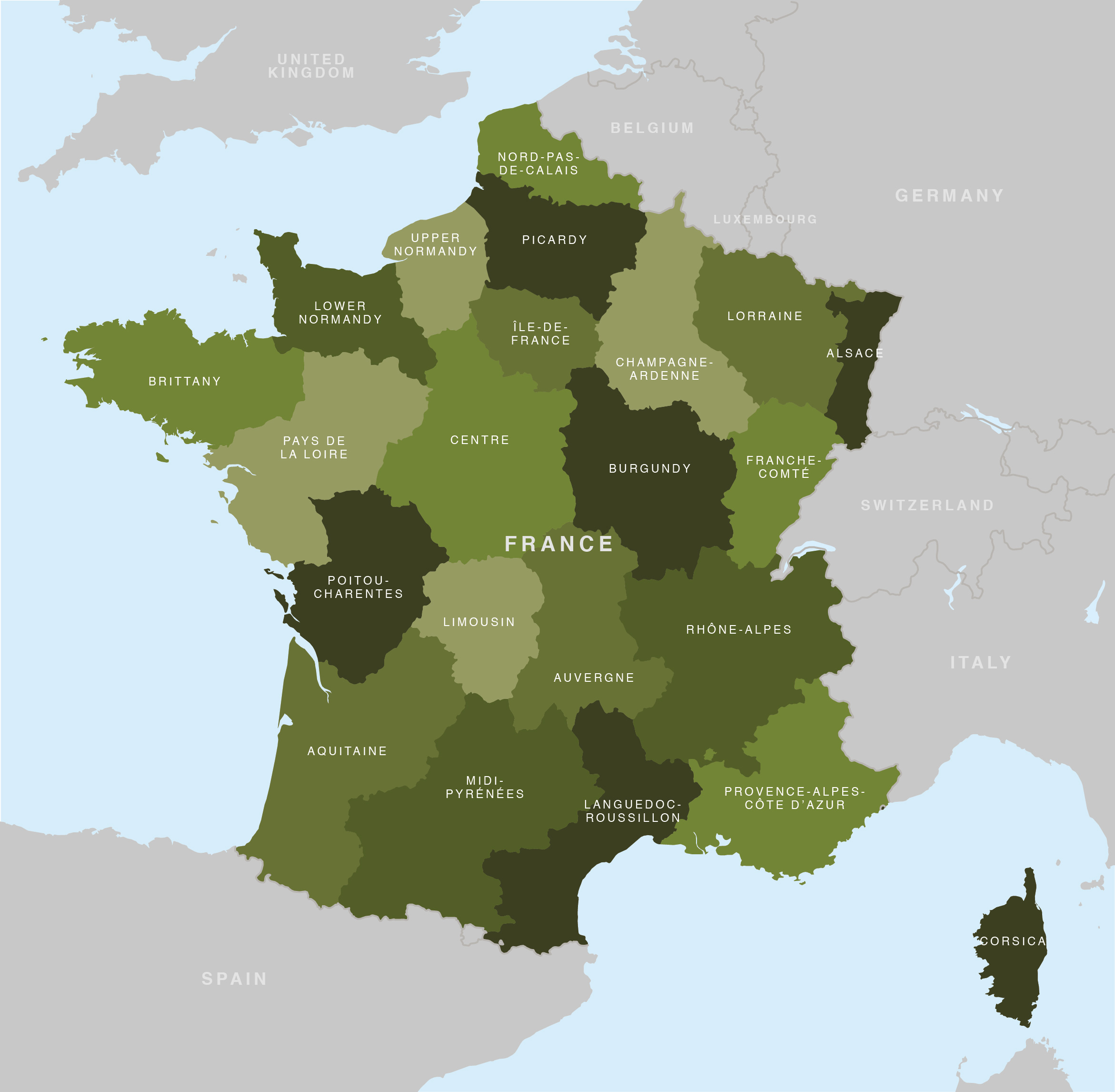 Map Of France - French Regions - Royalty Free Editable pour Carte France Vector