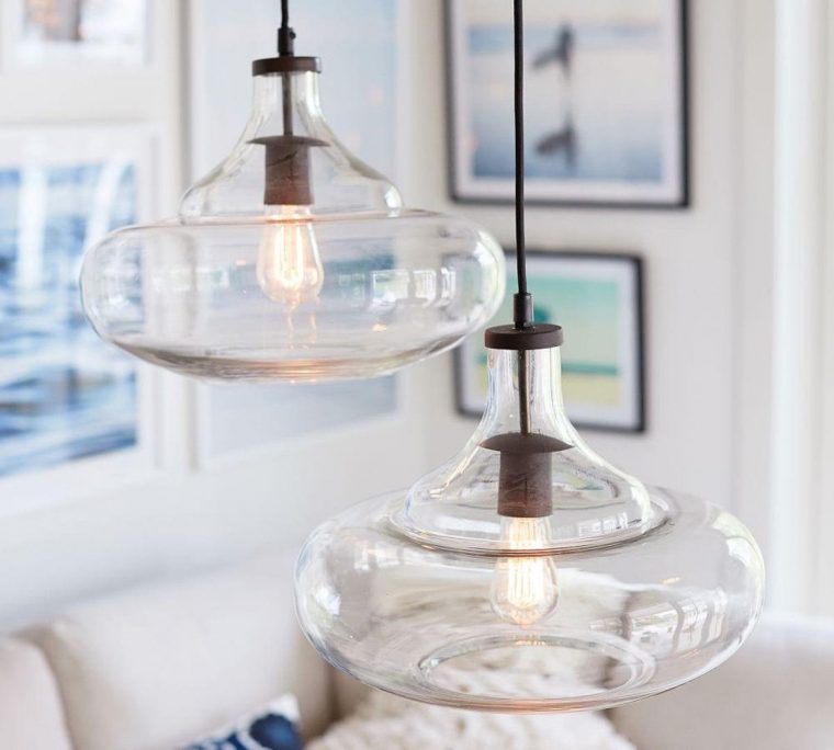 Mccarthy Glass Pendants  Glass Pendant Light, Glass encequiconcerne Pottery Barn Hanging Lights