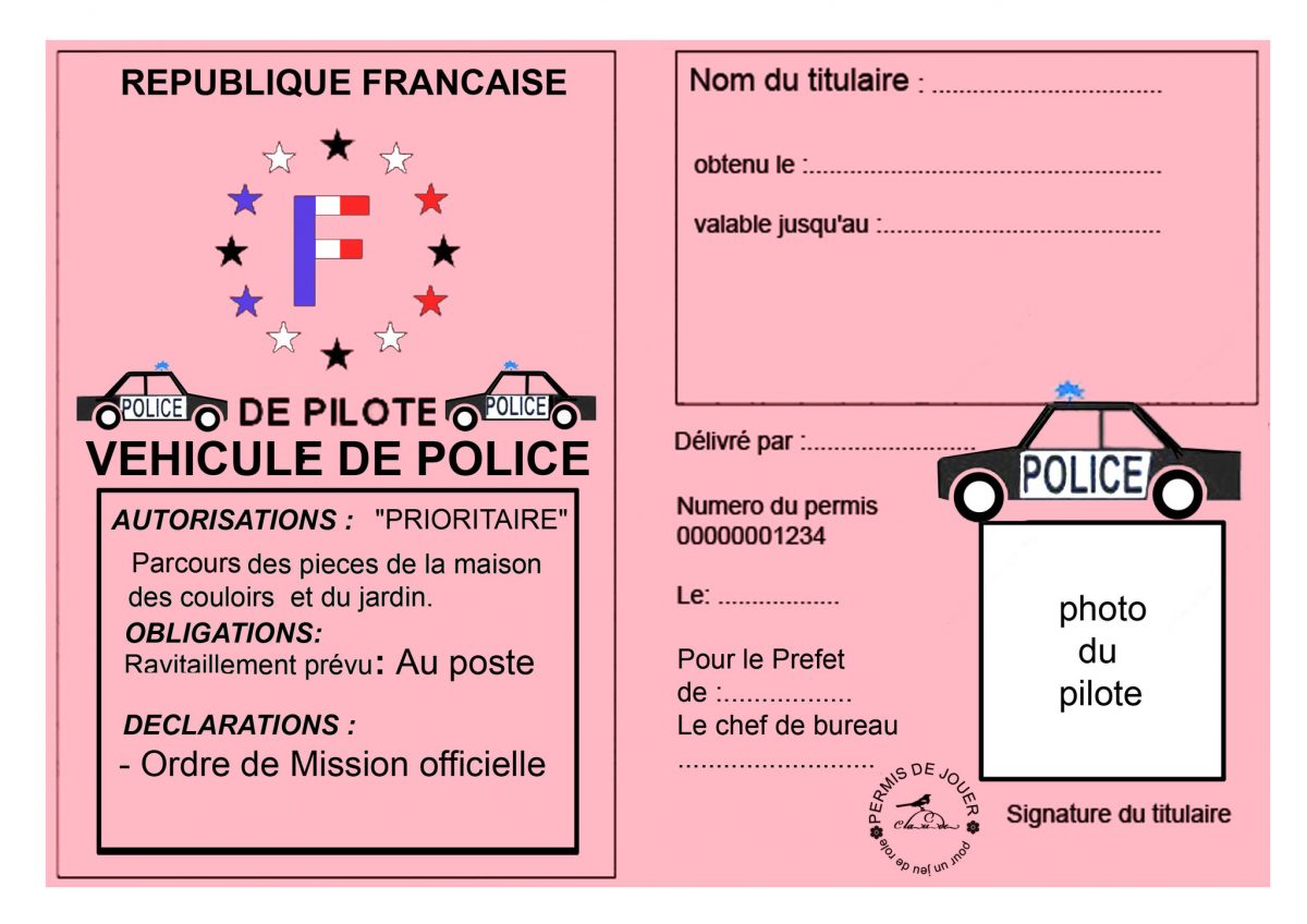 Mon Permis De.pour Jouer - 1 Et 2 Et 3 Doudous avec Faux Chèque À Imprimer Pour Jouer