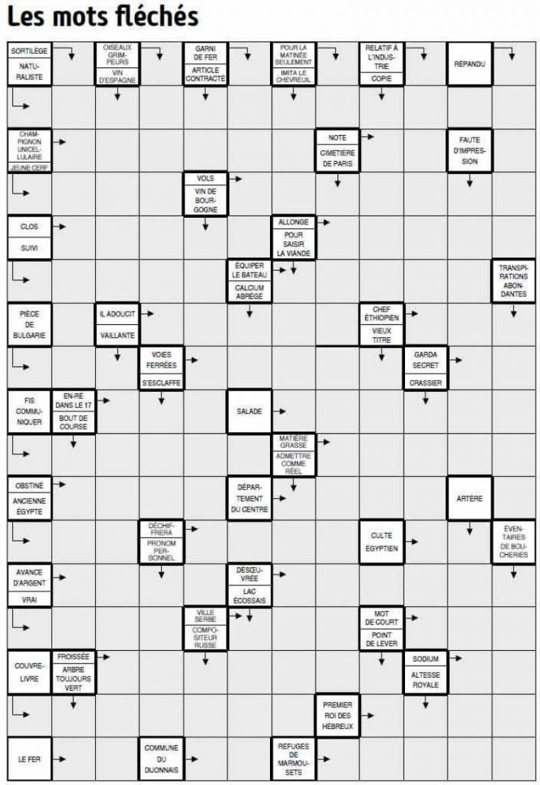 Mots Fleches Gratuits 0 Imprimer  Mots Fléchés À Imprimer pour Mots Fleches Geant Force 1