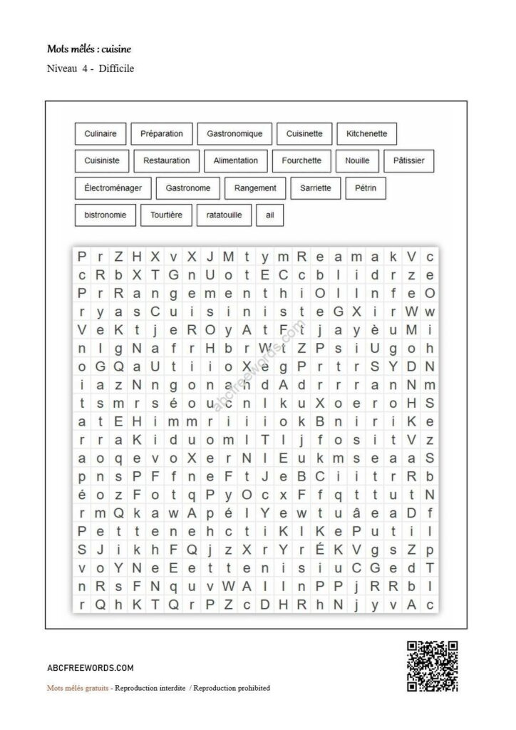 Mots Mêlés Gratuits : Cuisine (Vocabulaire) - Abcfreewords dedans Mots Meles Jeux Gratuits 