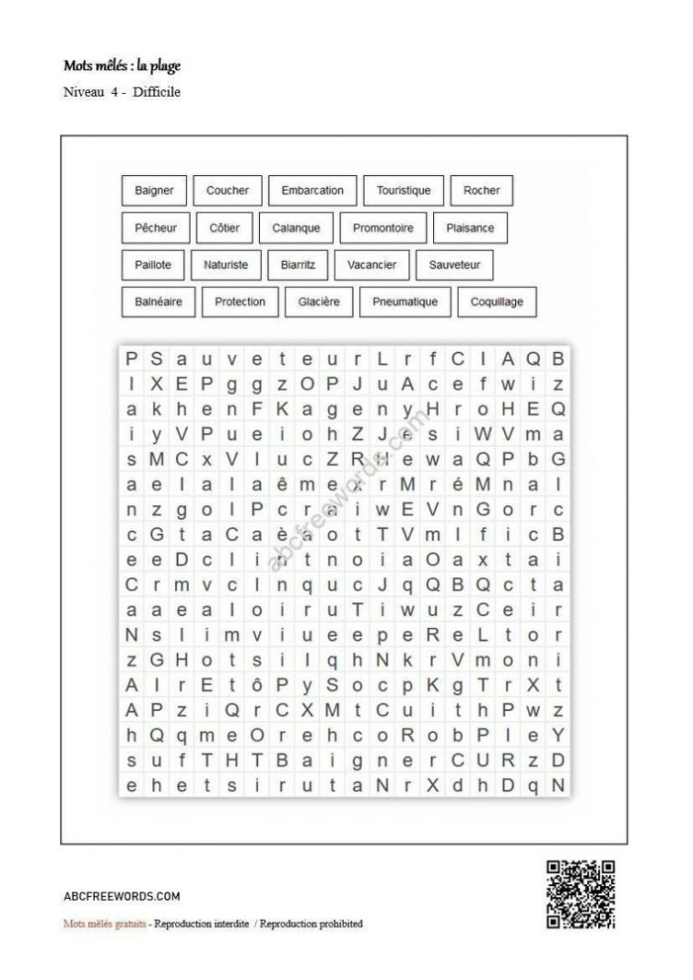 Mots Mêlés Gratuits La Plage – Jeux Gratuits Abcfreewords encequiconcerne Mots Meles Jeux Gratuits