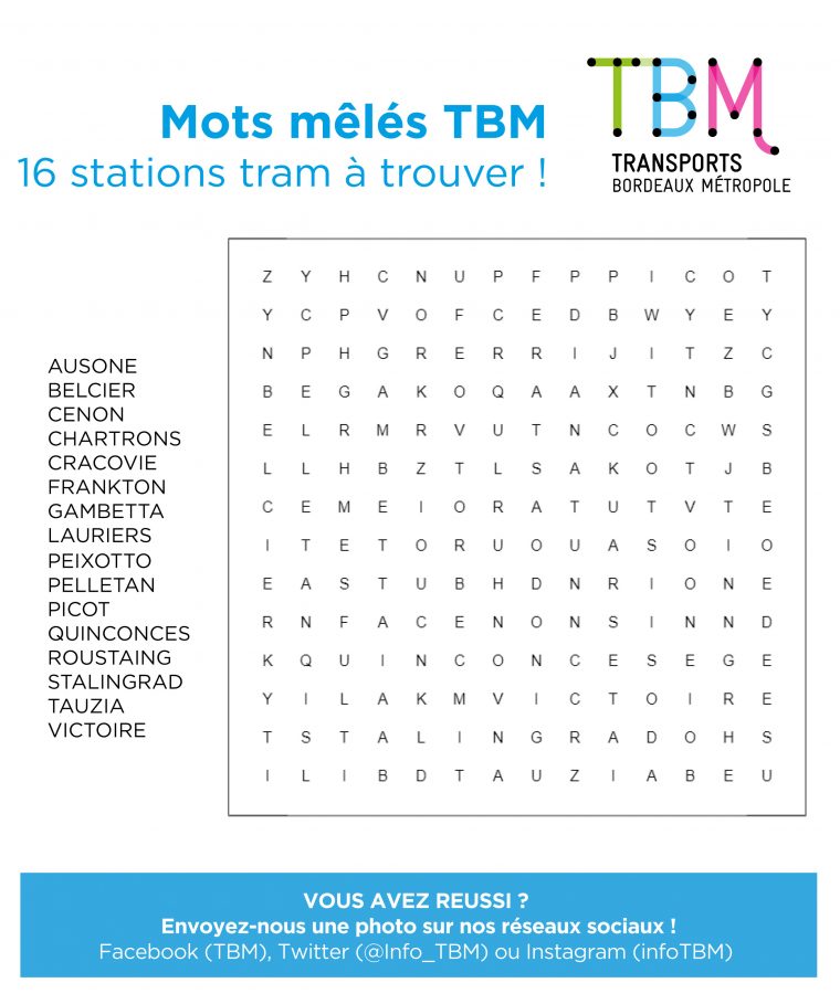 Mots Mêlés Tbm : Jouez Avec Les Arrêts De Tram Et Trouvez pour Dicoplus Tous Les Mots