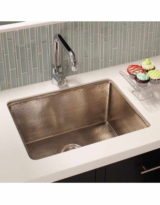 Native Trails - Cocina 24 24 Inch Hand Hammered Copper pour Hammered Undermount Kitchen Sink 