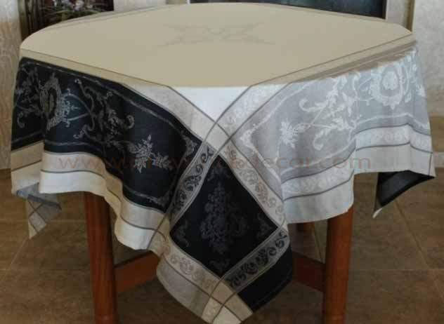 Parisienne Black Jacquard Woven Teflon Cotton Coated concernant French Jacquard Tablecloths 