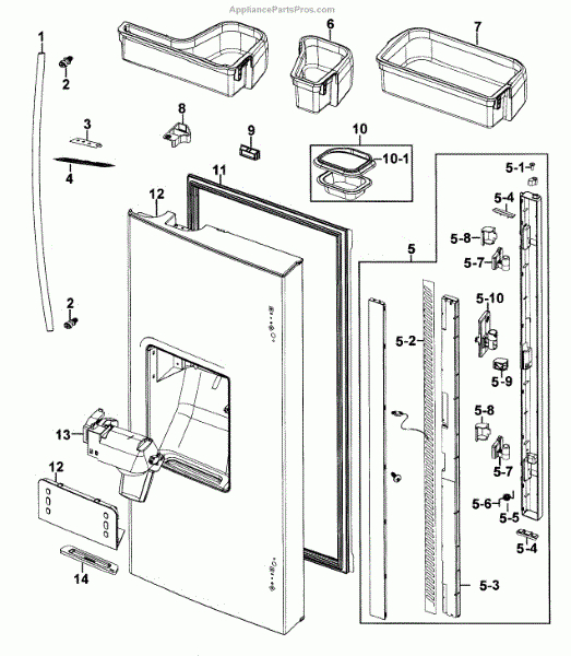 Parts For Samsung Rf267Aersxaa-0000: Refrigerator Door-L à Samsung Refrigerator Replacement Parts 