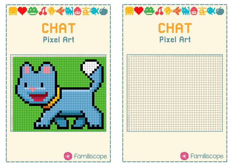 Pixel Art Facile : Chat encequiconcerne Pixel Art À Imprimer Facile