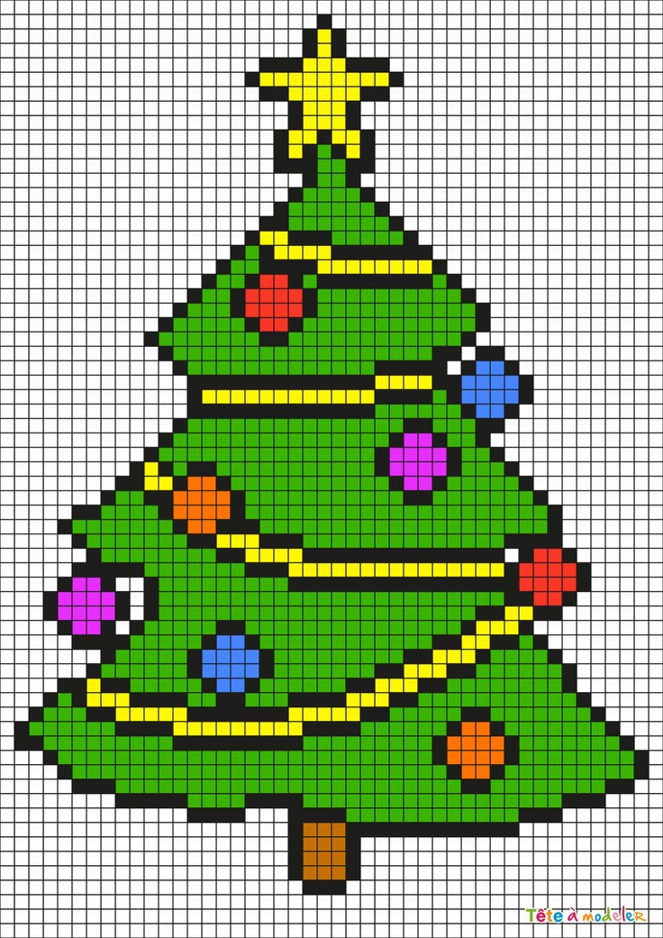 Pixel Art Sapin De Noël  Pixel Art Noel, Pixel Art dedans Pixel Art À Imprimer Facile