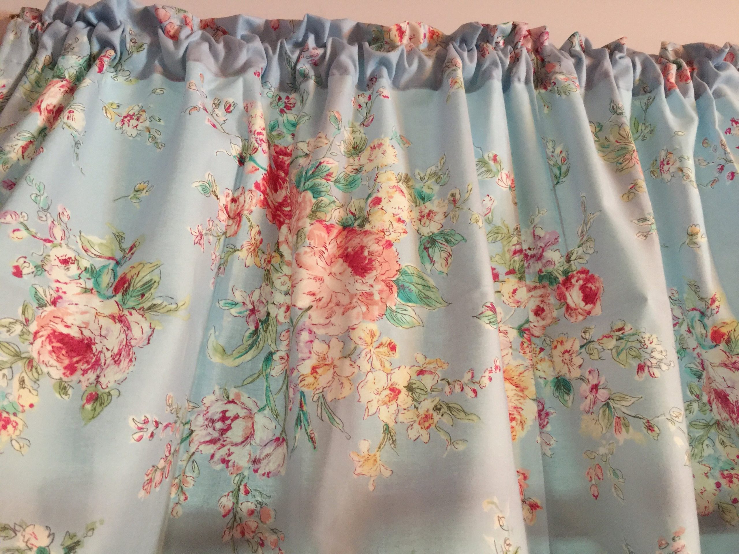 Powder Blue Shabby Chic Floral New Cotton Window Curtain avec Shabby Chic Curtains