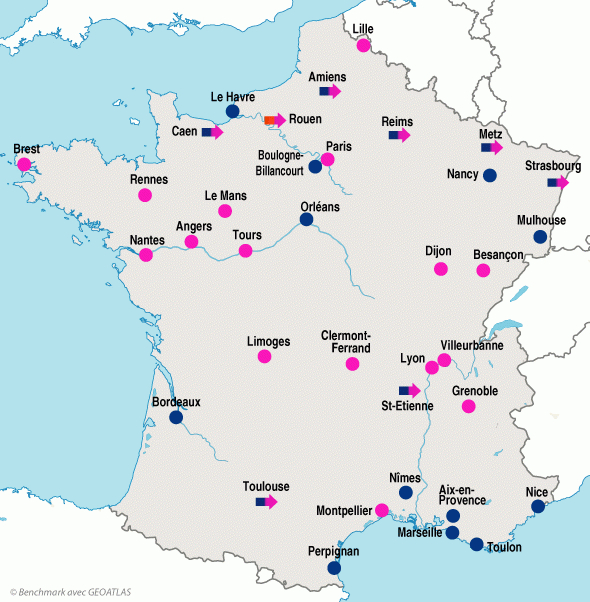 Principales Villes De France  Arts Et Voyages intérieur Carte De France Avec Nom Des Villes 