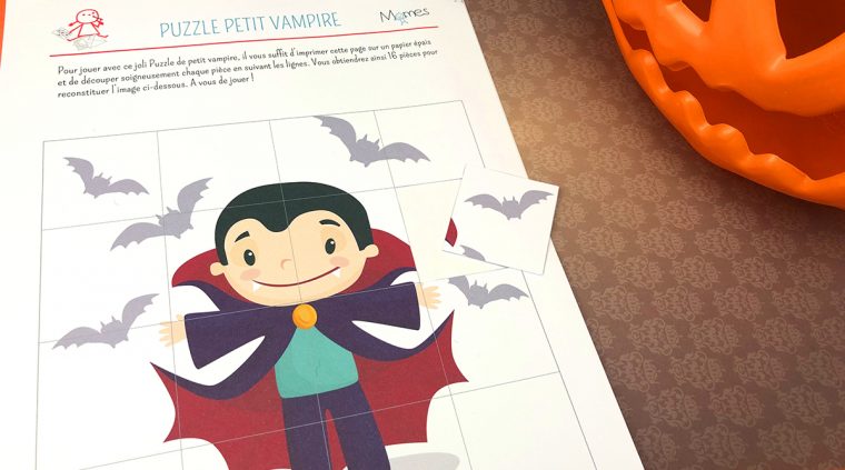 Puzzle Petit Vampire À Imprimer  Momes dedans Puzzle Halloween Imprimer