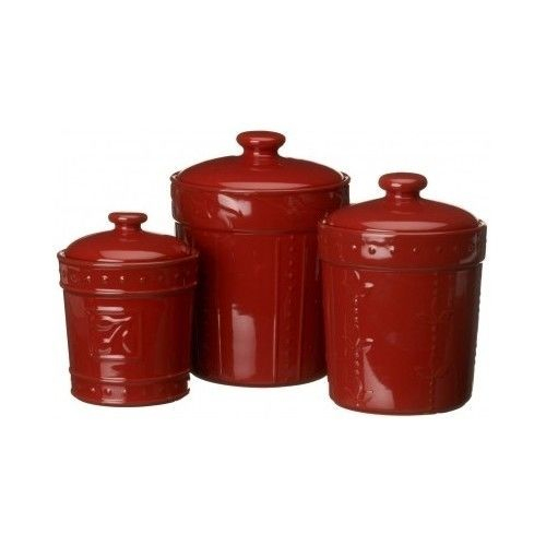 Red Kitchen Canister Set Storage Lid Coffee Flour Sugar pour Red Kitchen Canisters