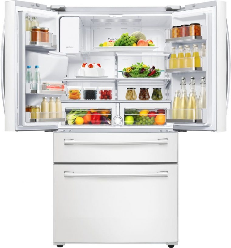 Rf28Hmedbww Samsung White 36" French Door Refrigerator W concernant Samsung French Door Refrigerator