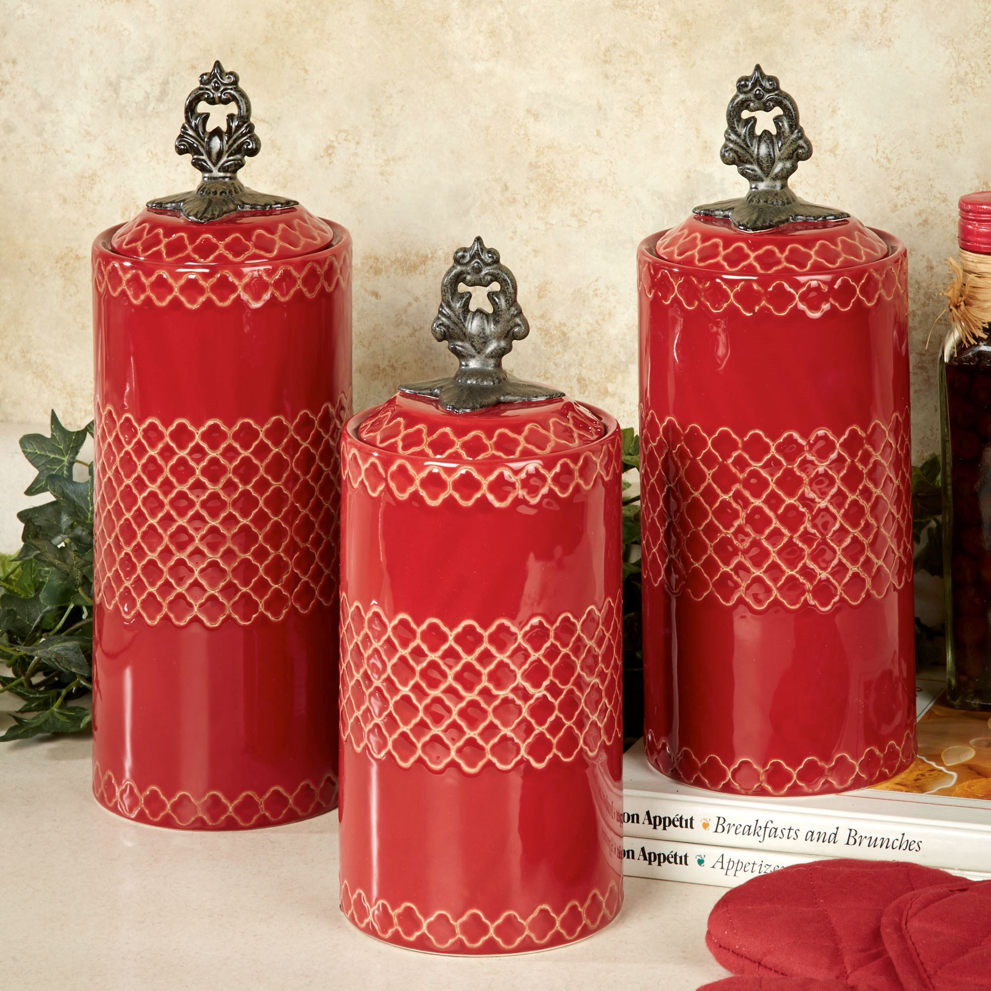 Safiya Moroccan Red Kitchen Canister Set concernant Red Kitchen Canisters 