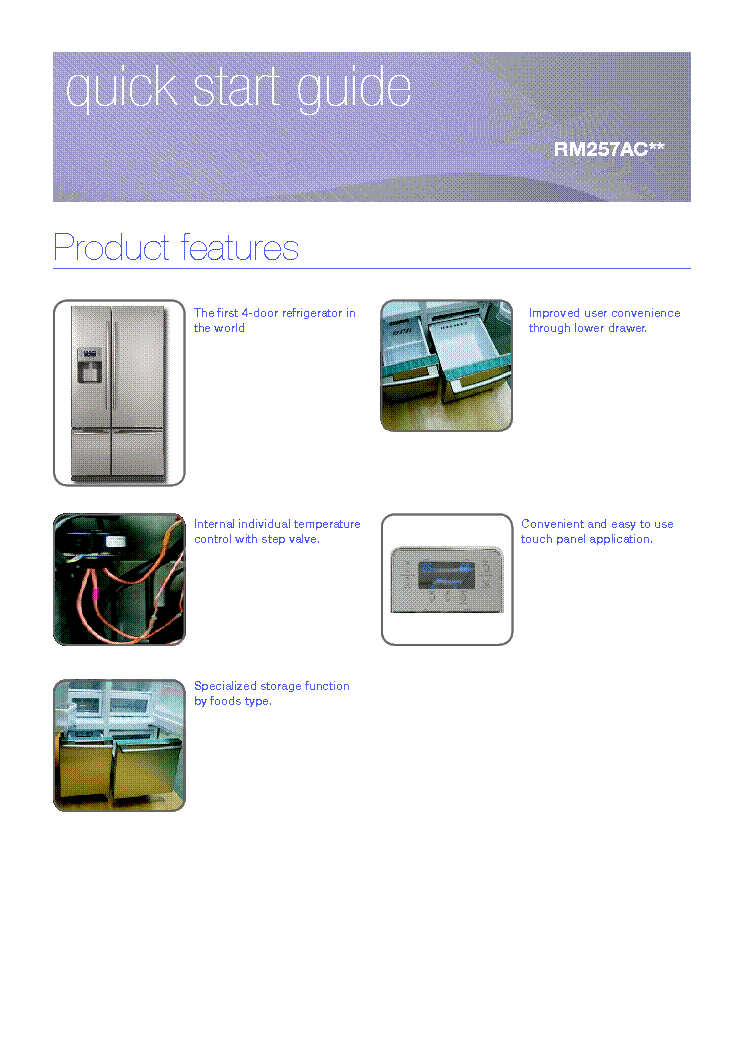 Samsung Rm257Ac First 4-Door Refrigerator Freezer Quick à Samsung Fridge Freezer Manual 