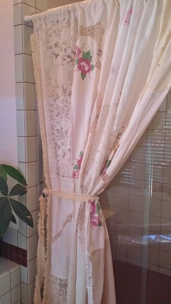 Shabby Chic Shower Curtain Boho Room Divider Patchwork tout Shabby Chic Curtains 