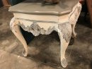 Solid Wood Carved French Country Side Table Is Painted In serapportantà White French Country End Tables