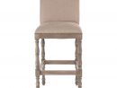Spencer French Country Beige Linen Wood Bar Stool  Kathy dedans Country French Counter Stools