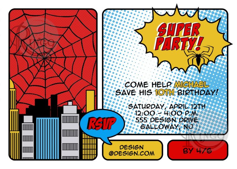 Spiderman Birthday Party Invitation By Studioringo On Etsy dedans Invitation Spiderman Birthday Party