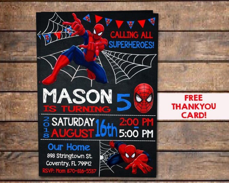 Spiderman Invitation Spiderman Spiderman Party Spiderman avec Invitation Spiderman Birthday Party