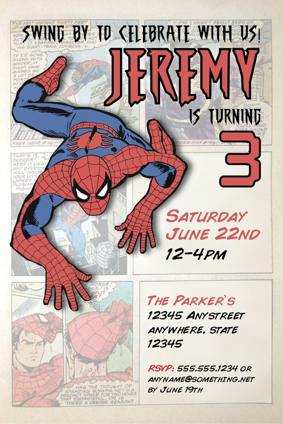 Spiderman Theme - Birthday Invitation- Diy Printable destiné Invitation Spiderman Birthday Party