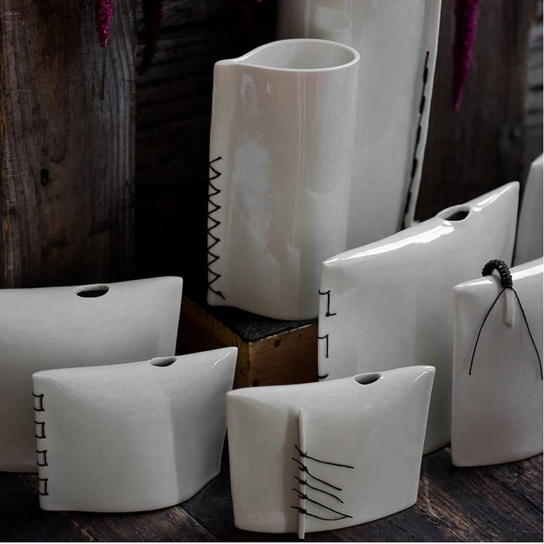 Stitched Porcelain Bud Vases Pillow Vase Design- Made To à Buds Ceramic Tile &amp;amp;amp; Remodeling 